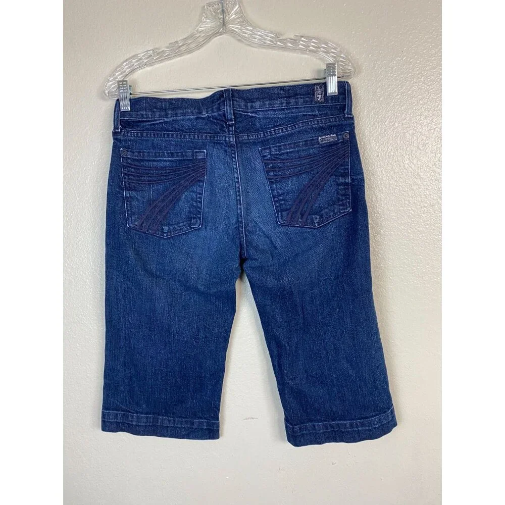 7 For All Mankind Dojo Denim Bermuda Shorts Womens Size 29 Blue Medium Wash